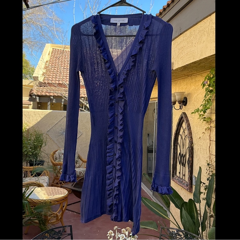 ANNE FONTAINE Paris Mialee Tunic Dress Blue Sz 38 US 4 EUC